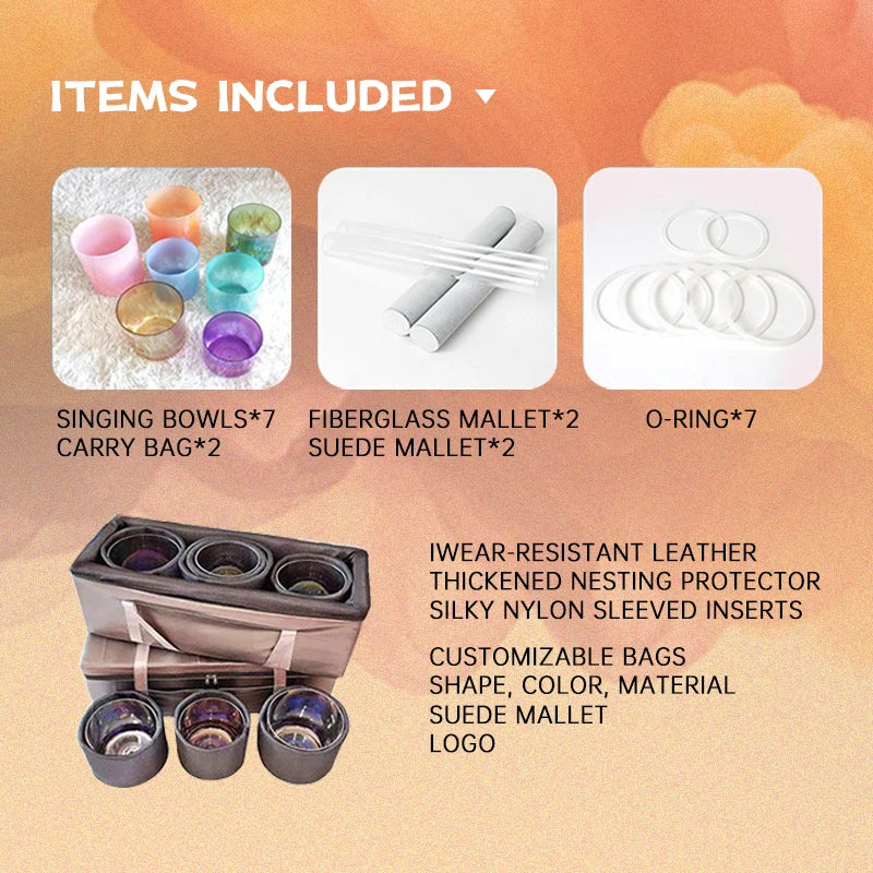 Sinfonía de Luz Set Sagrado de Cuencos de Cristal 432Hz para Armonía de Chakras