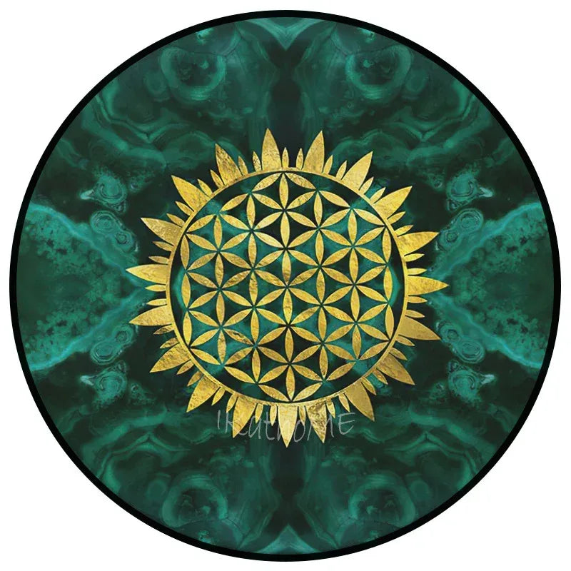 Alfombra Girasol Sagrado – Flor de la Vida y Energía Solar