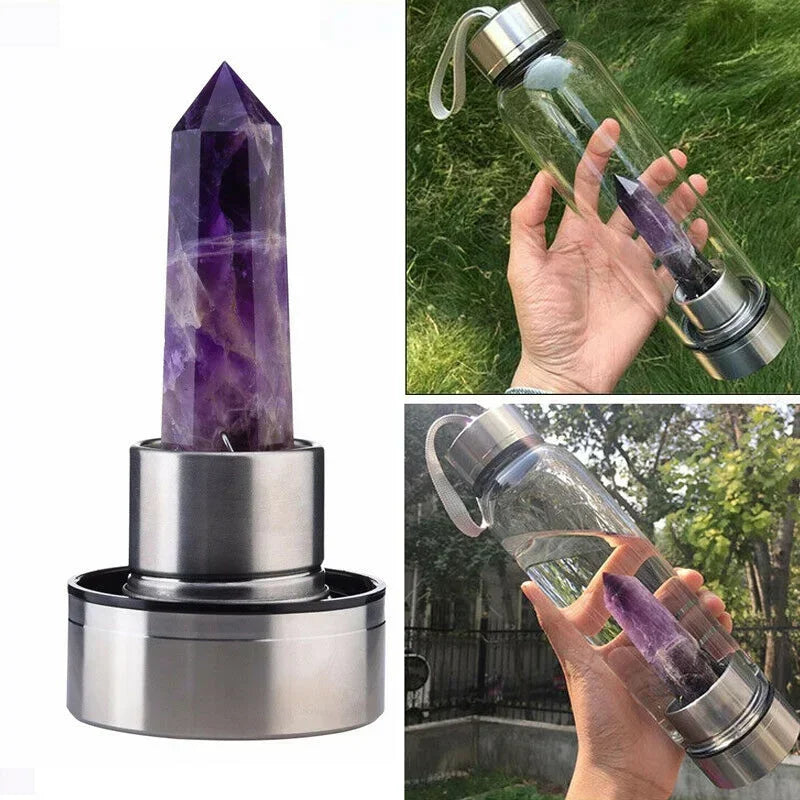Botella Energética con Cristal Intercambiable Elige tu Piedra, Eleva tu Agua