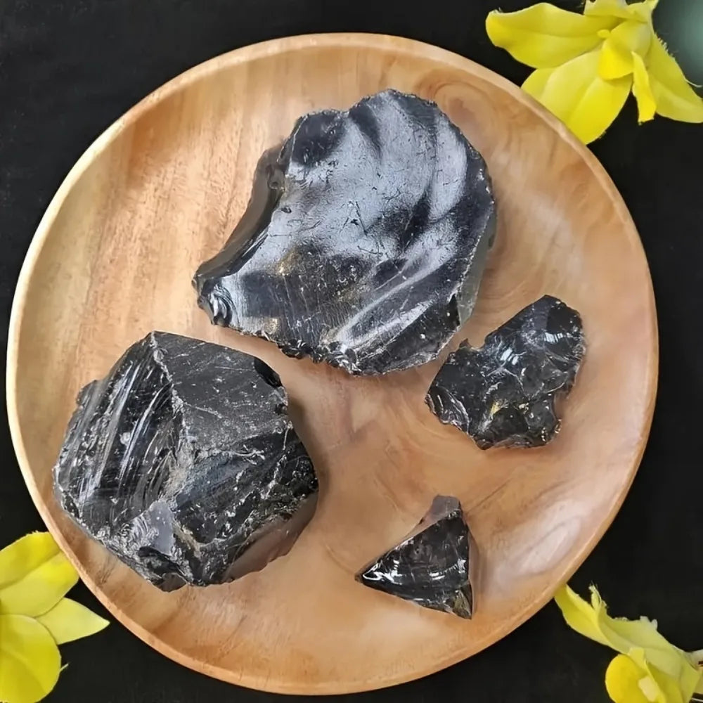 Cristal “Llama de Sombra” | Obsidiana Negra Natural en Bruto