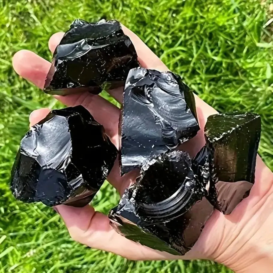 Cristal “Llama de Sombra” | Obsidiana Negra Natural en Bruto