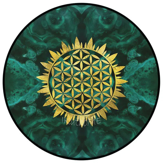 Alfombra Girasol Sagrado – Flor de la Vida y Energía Solar